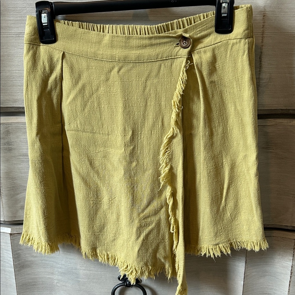 Yellow Fringed Wrap Skirt